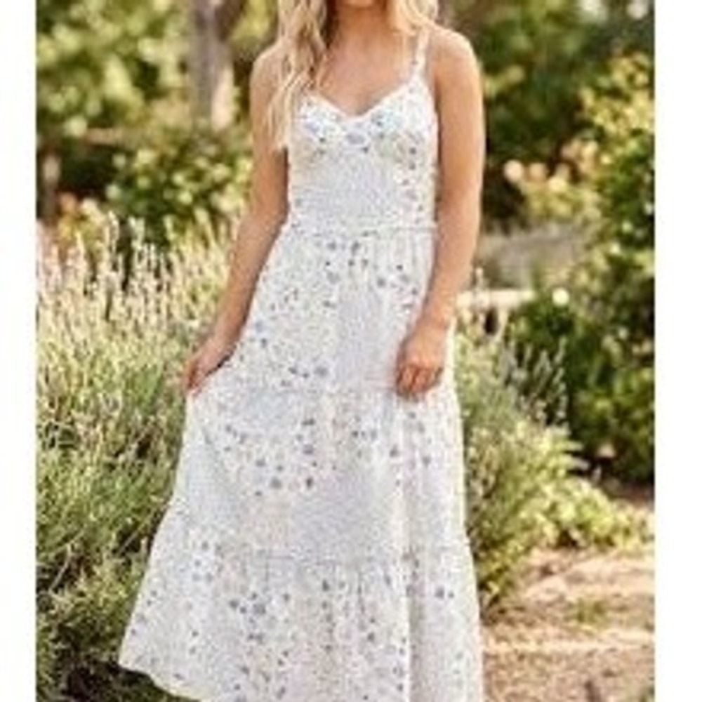Kurious Los‎ Angeles Maxi Dress Womens XS Floral Patchwork Tiered Smocked Boho